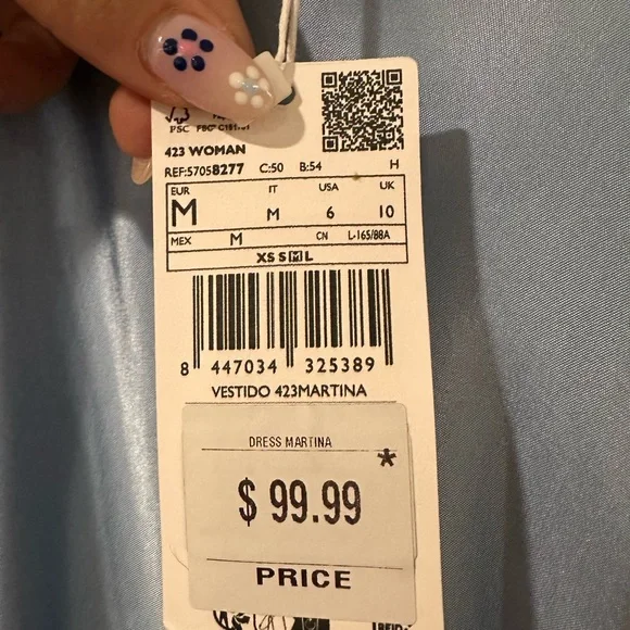 Mango Blue Spaghetti Strap Slip Maxi Dress - Picture 4 of 5